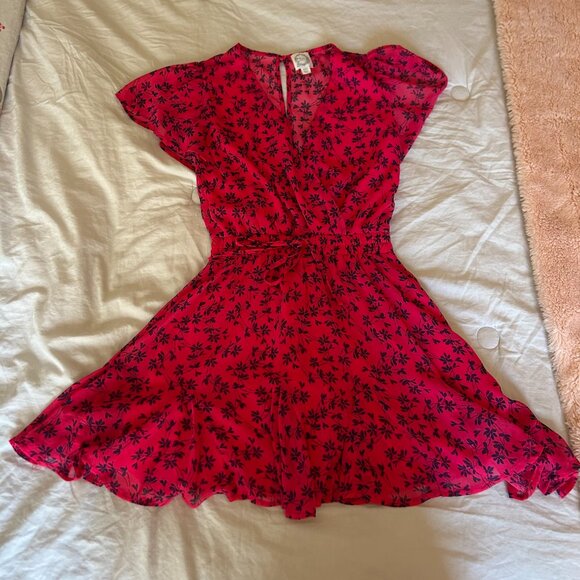 Francesca's Blue Rain Pink Floral Dress - Picture 4 of 6